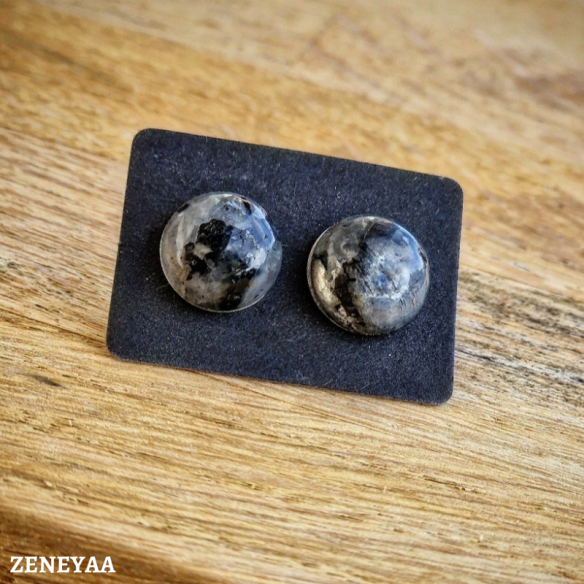 Boucles d'oreilles Puce Larvikite