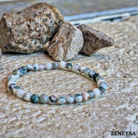 Bracelet 4mm Agate Arbre