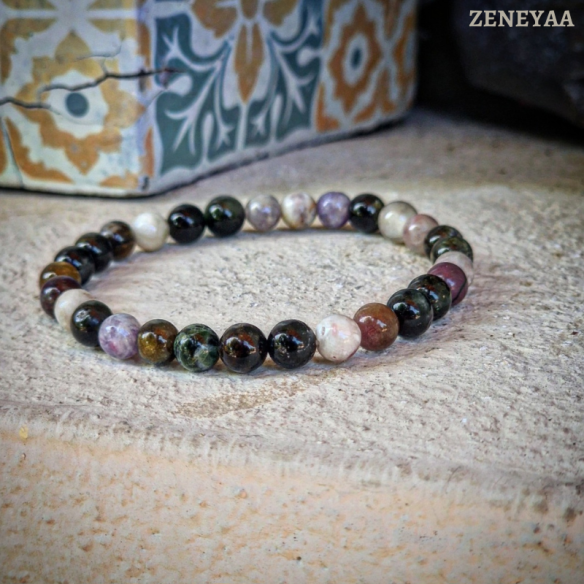 Bracelet 6mm Tourmaline rose