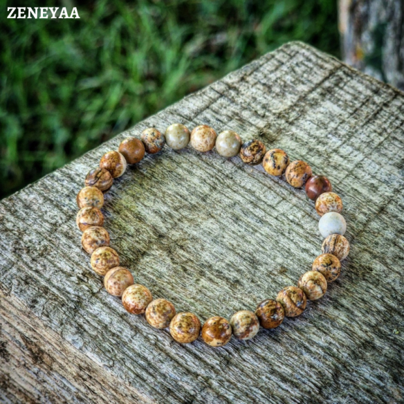 Bracelet 6mm Jaspe paysage mat