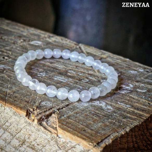 Bracelet 6mm Jade blanche