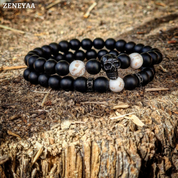 Bracelet Skull Magnésite-double