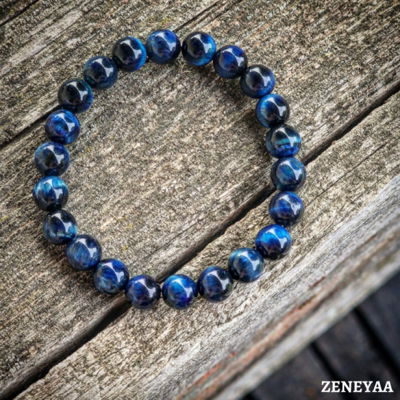 Bracelet 8mm Œil de tigre bleu