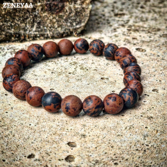 Bracelet 8mm Obsidienne Acajou mat