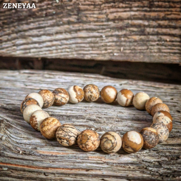 Bracelet 8mm Jaspe paysage mat