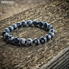 Bracelet 8mm Obsidienne flocon de neige Bracelet 8mm Obsidienne...