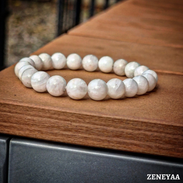 Bracelet 8mm Pierre de lune blanche