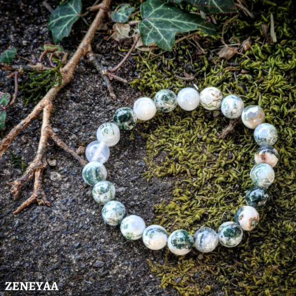 Bracelet 8mm Agate Arbre