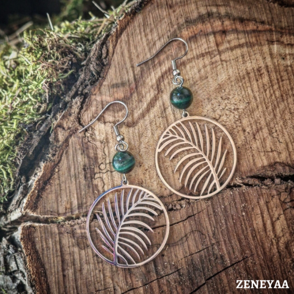 Boucles d'oreilles Elsa Malachite