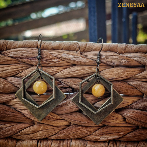 Boucles d'oreilles Isis Jade jaune