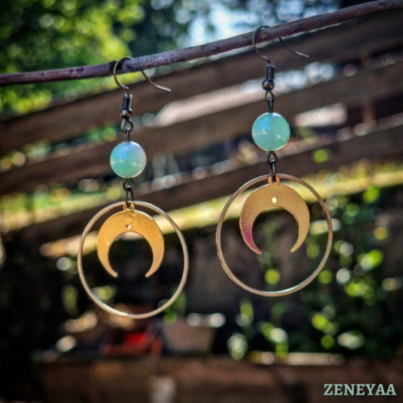 Boucles d'oreilles Moon Chrysoprase