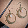 Boucles d'oreilles Moon Pierre de lune brune