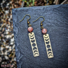 Boucles d'oreilles Moon Rhodochrosite Boucles d'oreilles Moon...