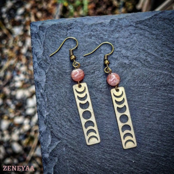 Boucles d'oreilles Moon Rhodochrosite