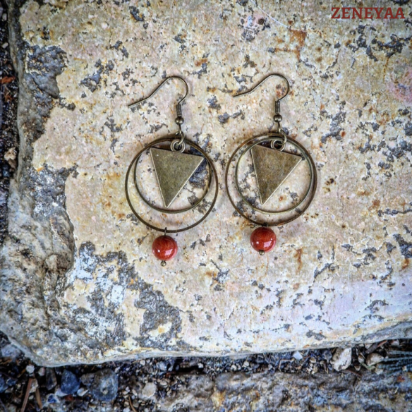 Boucles d'oreilles Trinity Jaspe rouge