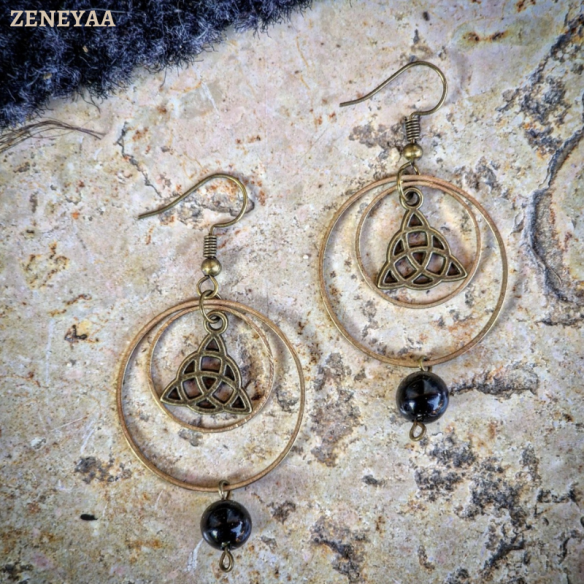 Boucles d'oreilles Triskel Tourmaline