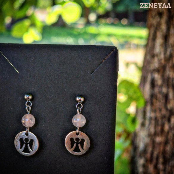 Boucles d'oreilles Enfants Quartz rose